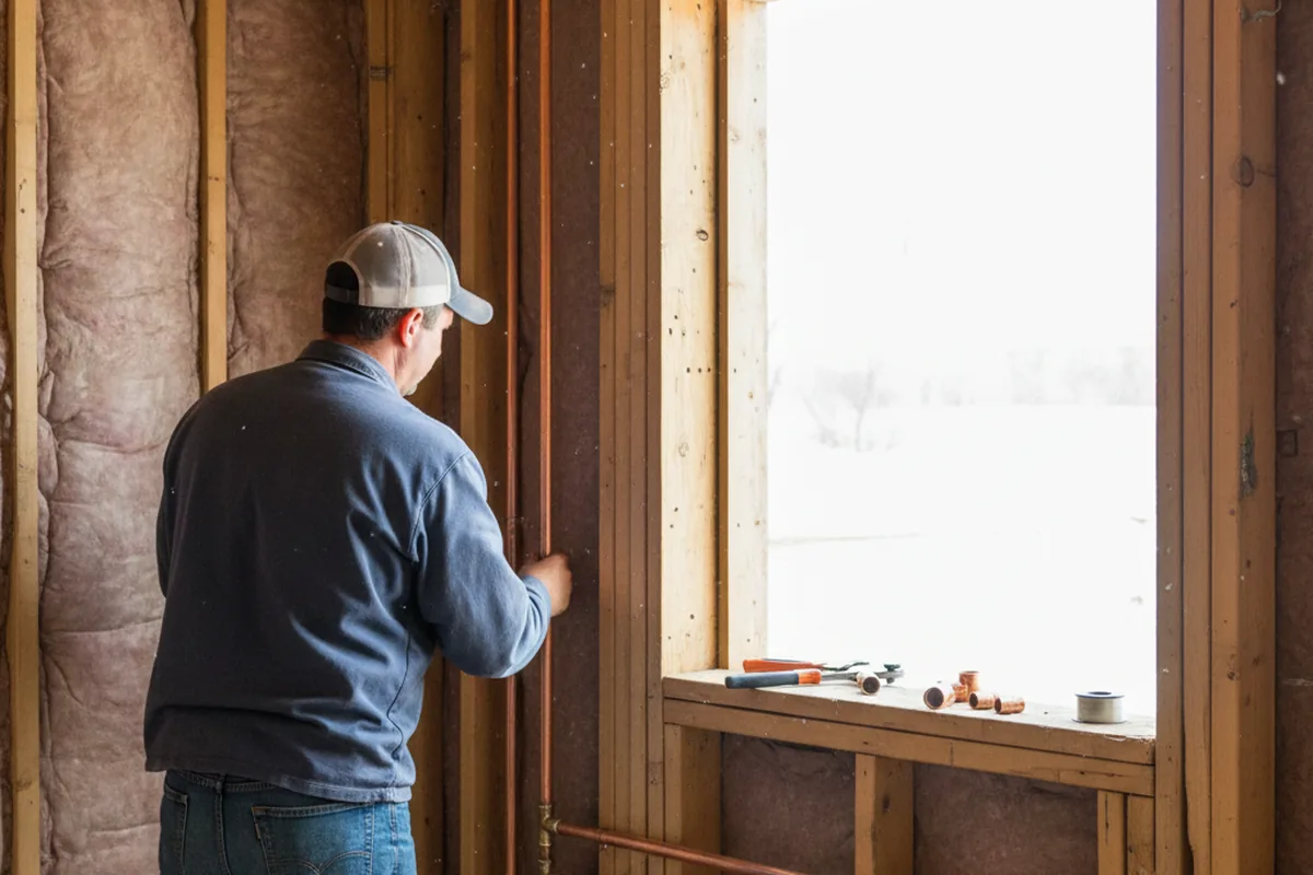 Licensed plumber running new copper supply lines in a Moline home