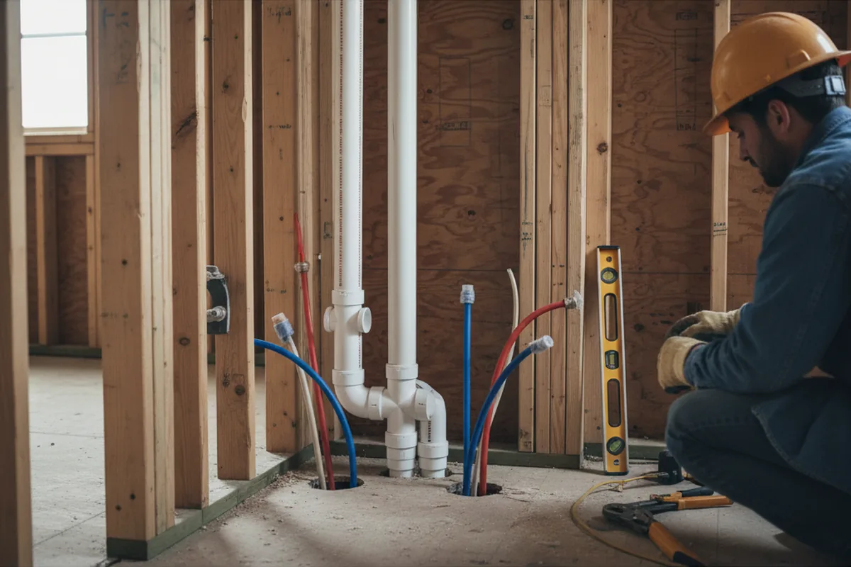 Drain and supply rough-in during Garbage Disposal Repair in Moline