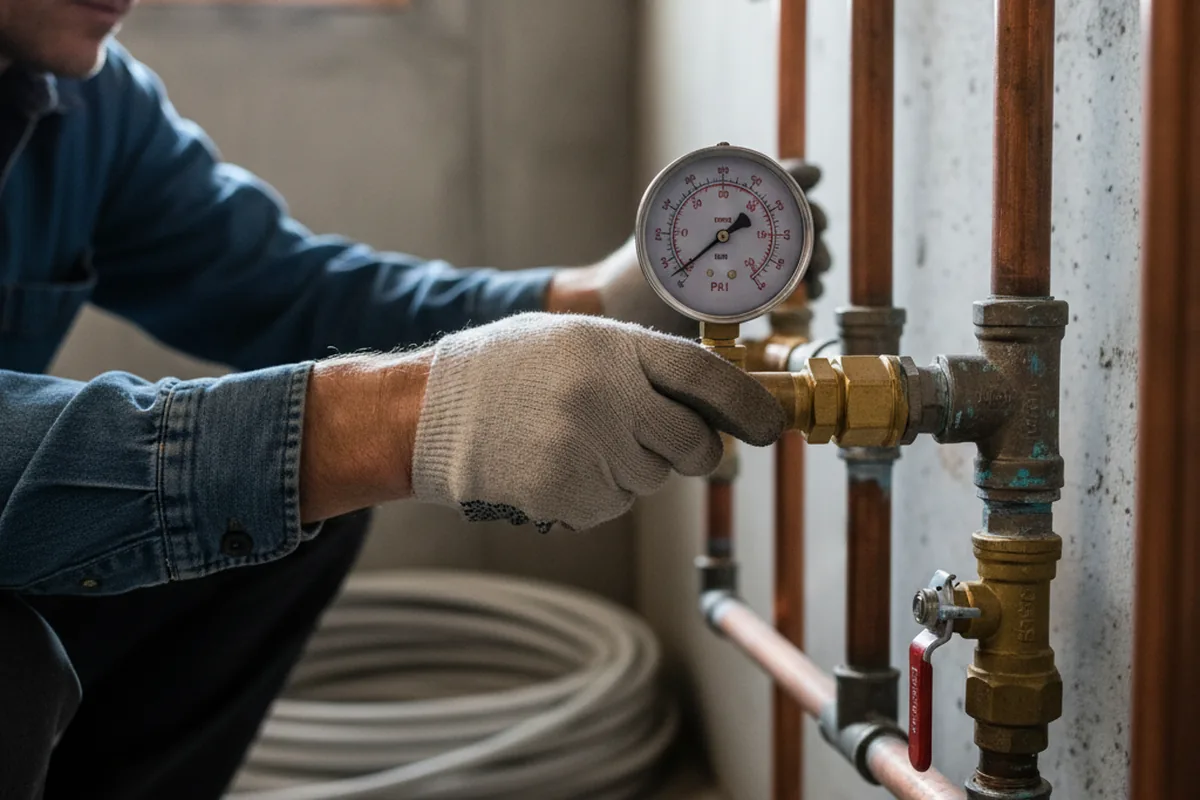 Pressure testing a repaired line during Water Line Repair in Moline
